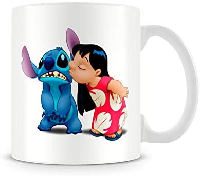 Caneca Lilo Stitch - Desenho - Interior E Alça Branca