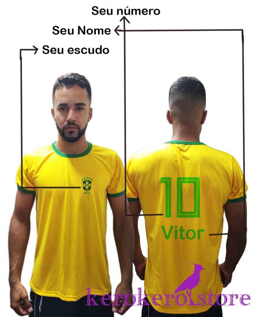 Camisa Verde e Amarela Seleção Brasileira Copa do Mundo Nome e Numero  personalizado