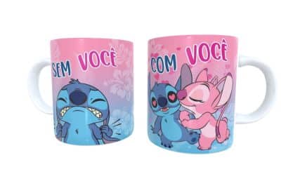 Caneca Stitch e Angel dia dos namorados